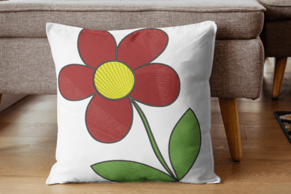 Bold Red Daisy Embroidery Design Digital File Review