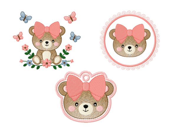 Cute Teddy Bear with Bow Embroidery Review