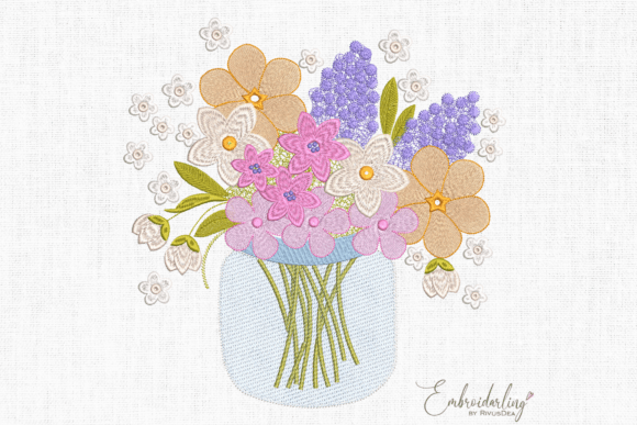 Flower Bouquet in Vase Embroidery Design Review
