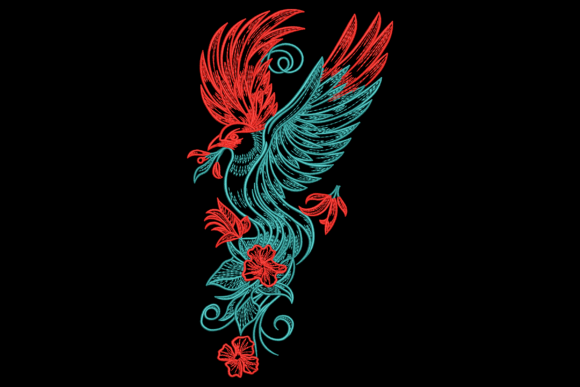 Phoenix with Floral Accents Embroidery Design Review