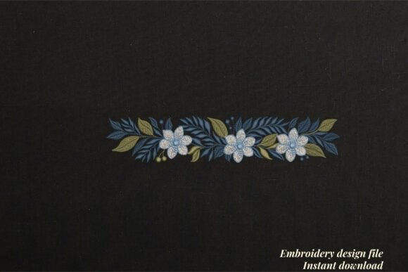 Vintage Blue Floral Leaf Border Black Review